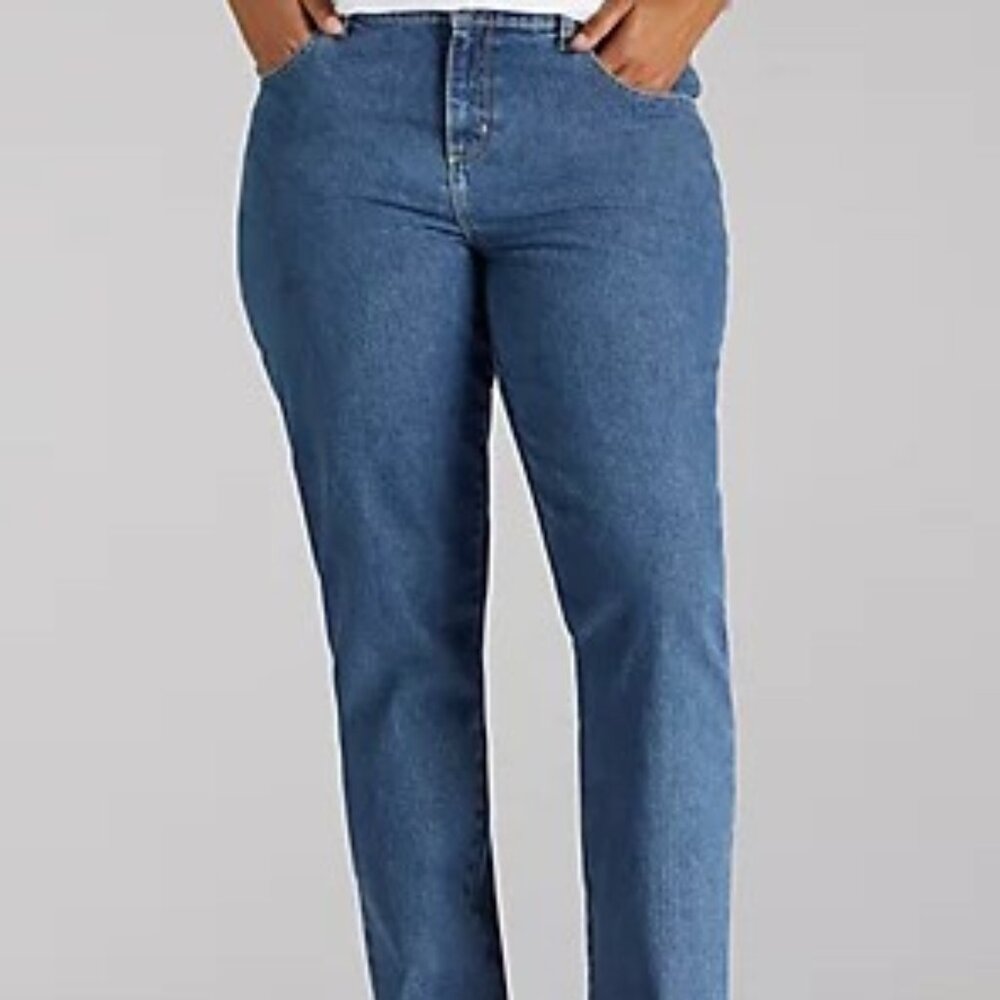 Woman Within Women's Blue Straight Leg 100% COTTON Casual Jeans Plus Size 22 WP